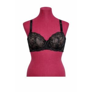 Adore Me Black Unlined Lace Bra Sexy Plus Size 40DDD